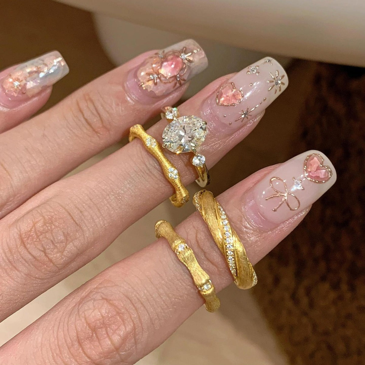 Wholesale Middle Ages Brushed 925 Sterling Silver Light Luxury High-end Gold Rings